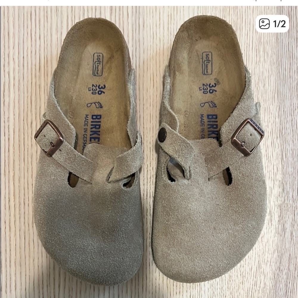 Birkenstock Kids Suede Slippers - Beige